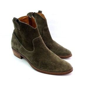 Madewell 1937 Womens Size 7.5 Sage Green Suede Western Ankle Bootie Boot Shoes